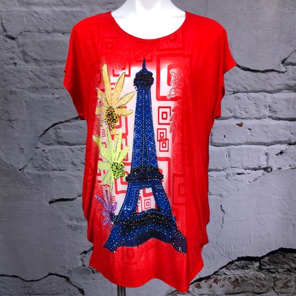 Portman Fashion Eiffel Tower Red shirt Small - Picture 8 of 8